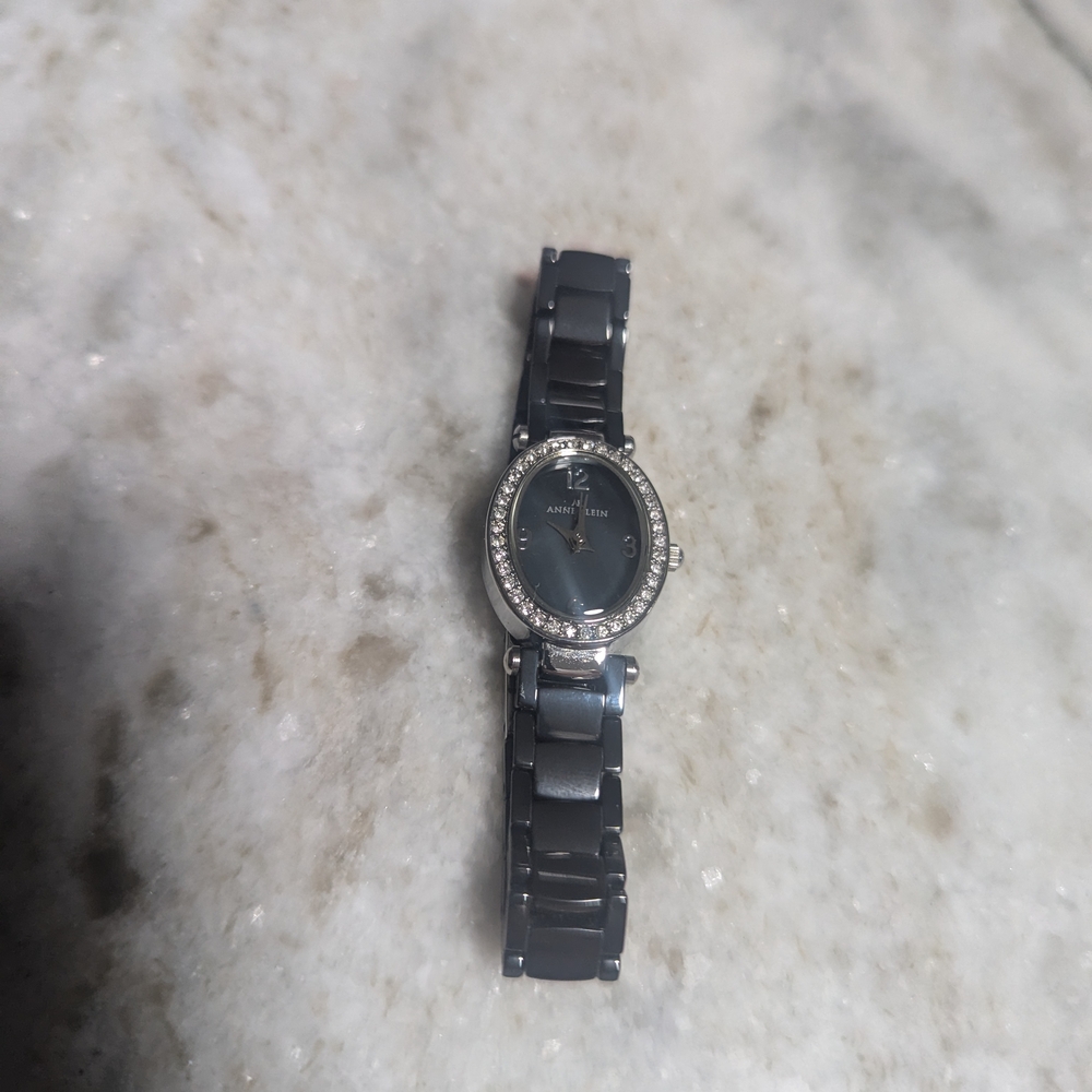 Anne Klein Charcoal Watch with Crystal Details